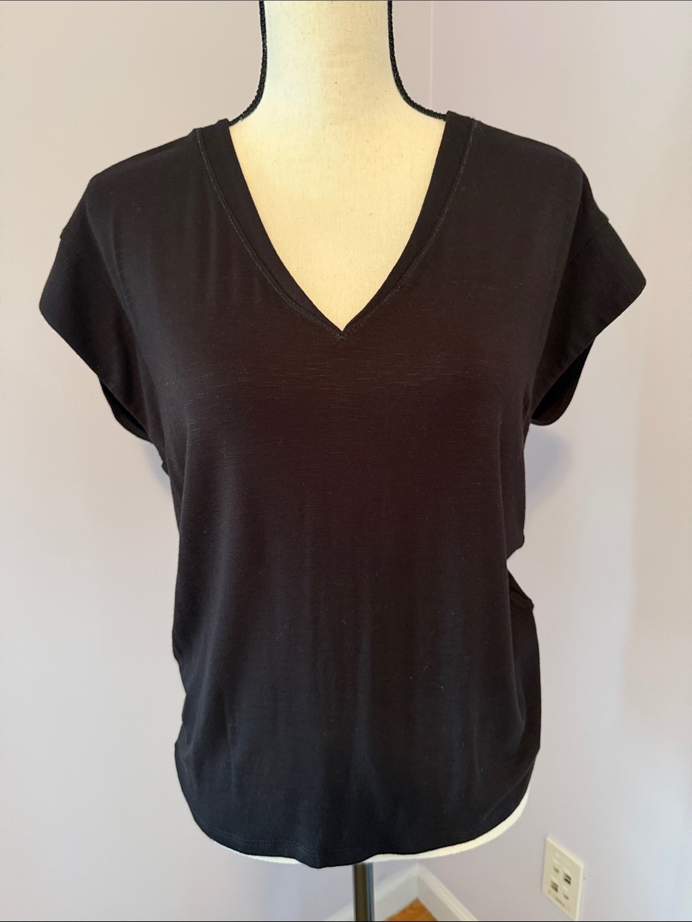 White House Black Market Black V-Neck Short Sleeve Tee